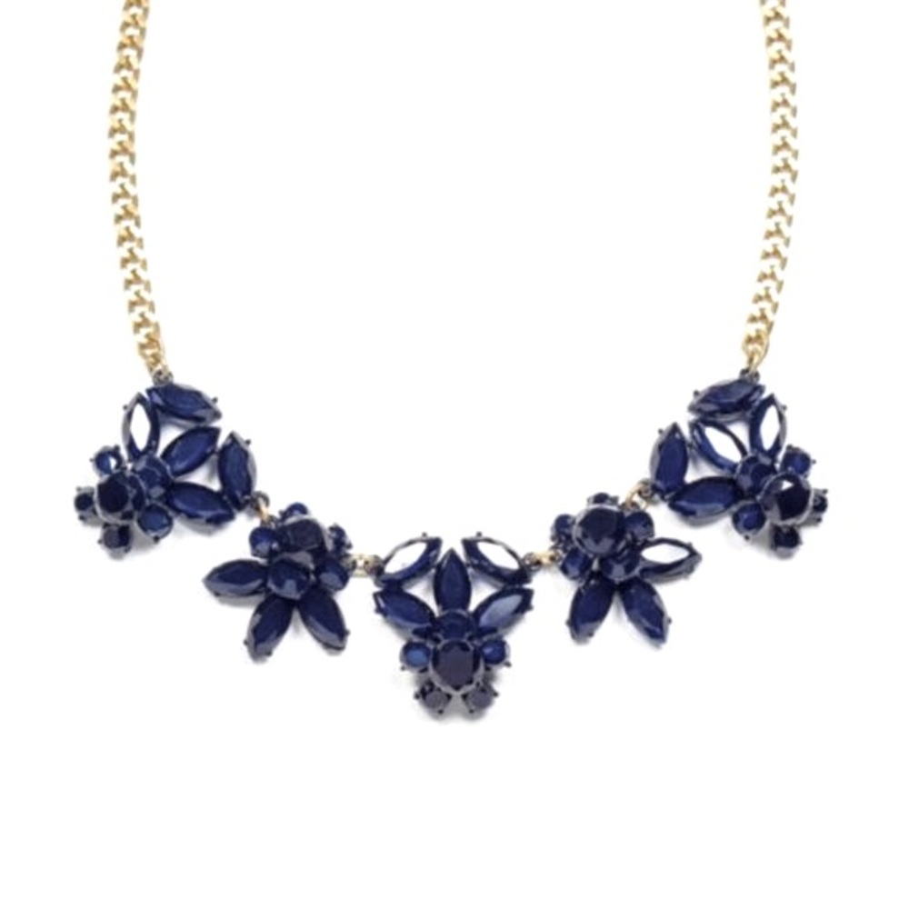 J.Crew Factory Night Sky Blue Gemstone Collage Statement Necklace